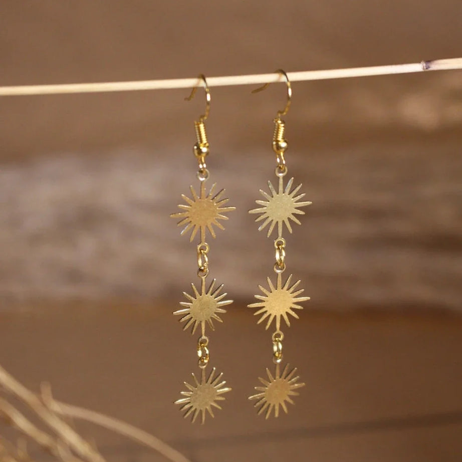Gold Sun Celestial Boho Earrings Jewelry