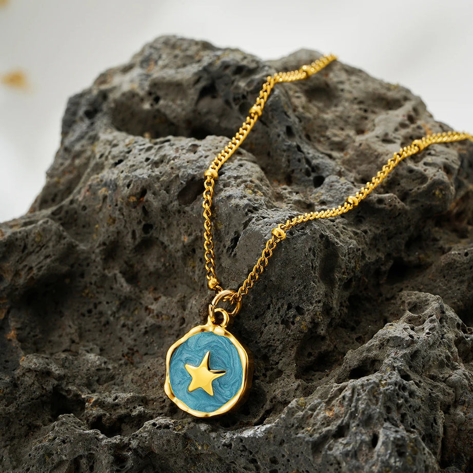 Punk Opal, Cross and Heart Enamel Pendant Choker