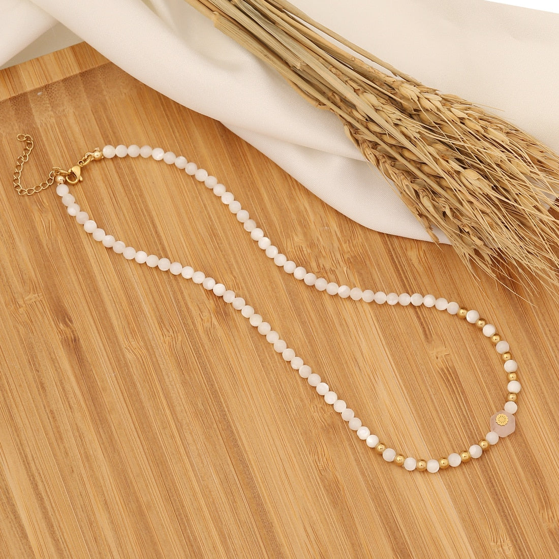 Shell Beads Natural Stone Beads Necklace Fashion Stainless Steel Necklace For Women - Charlie Dolly