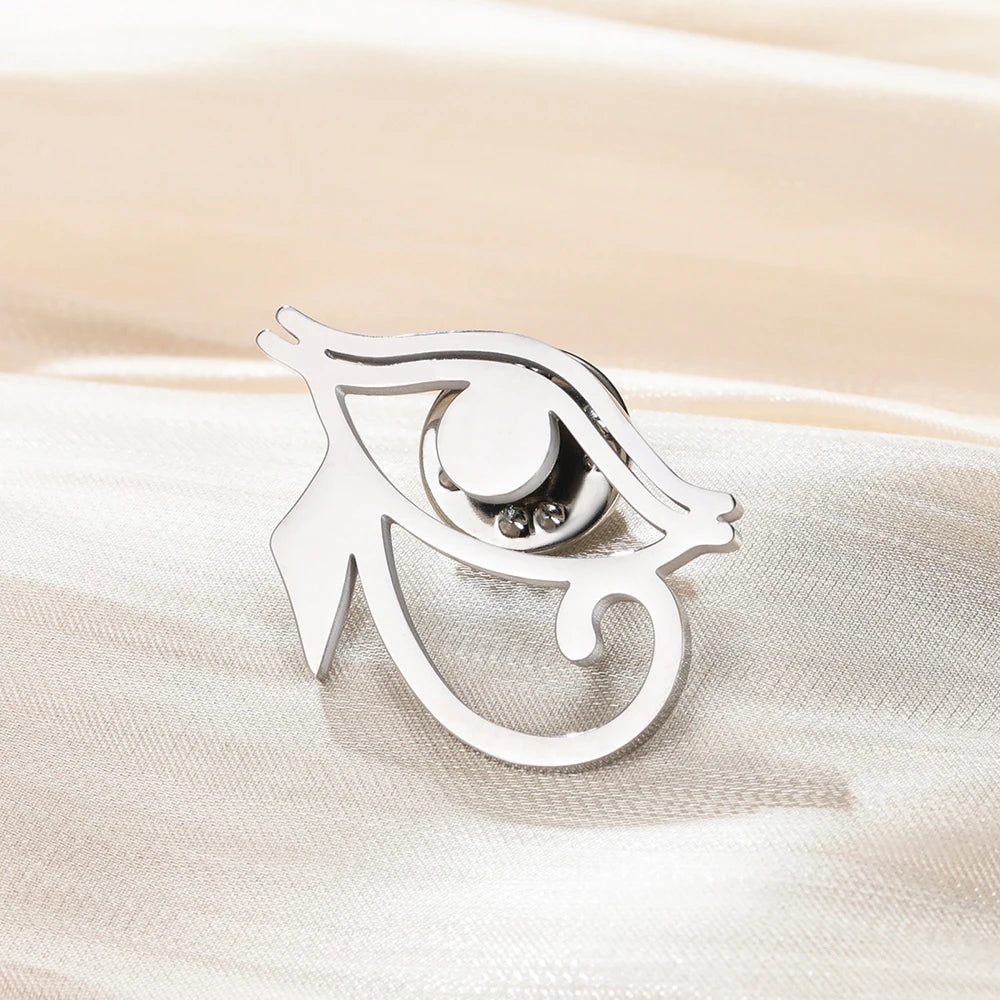 Dawapara Ancient Egyptian Eye Symbol Pin Eye of Horus Brooch Spiritual Jewelry Protection Amulet Stainless Steel Accessory