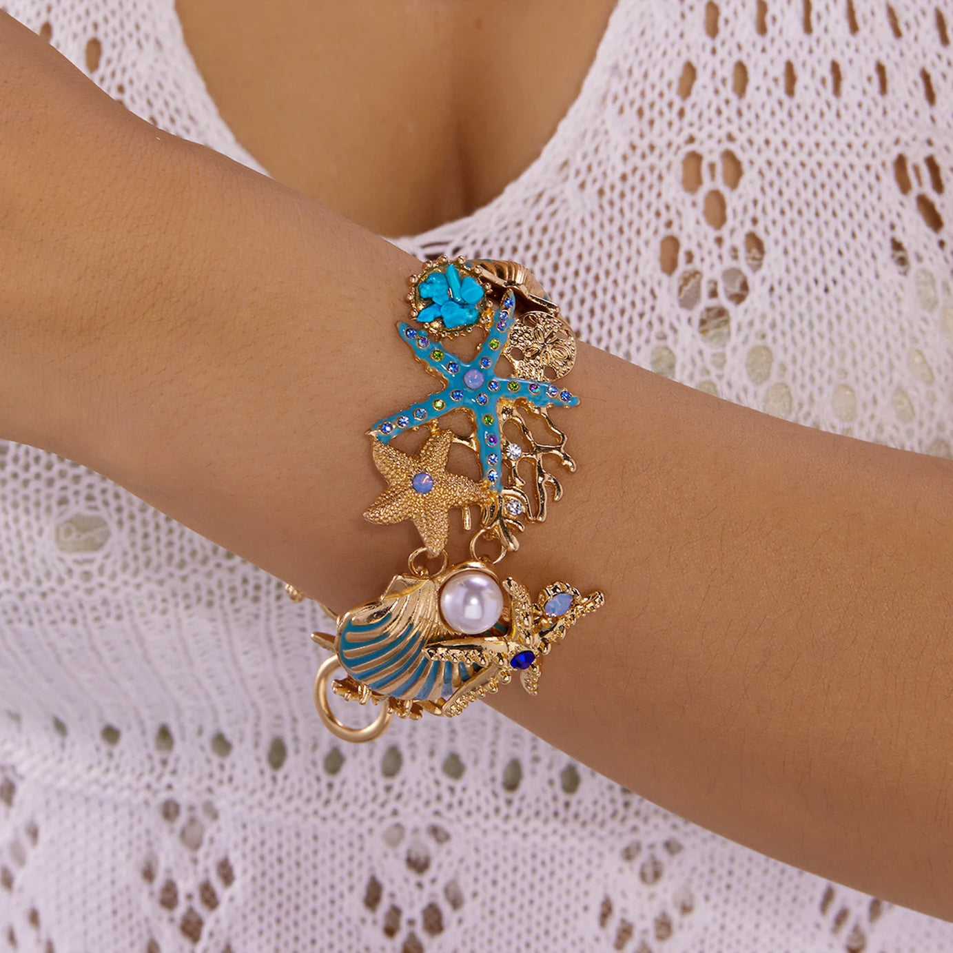 Exaggerated Coral, Starfish and Scallop Ocean Necklace, Bracelet or Earring