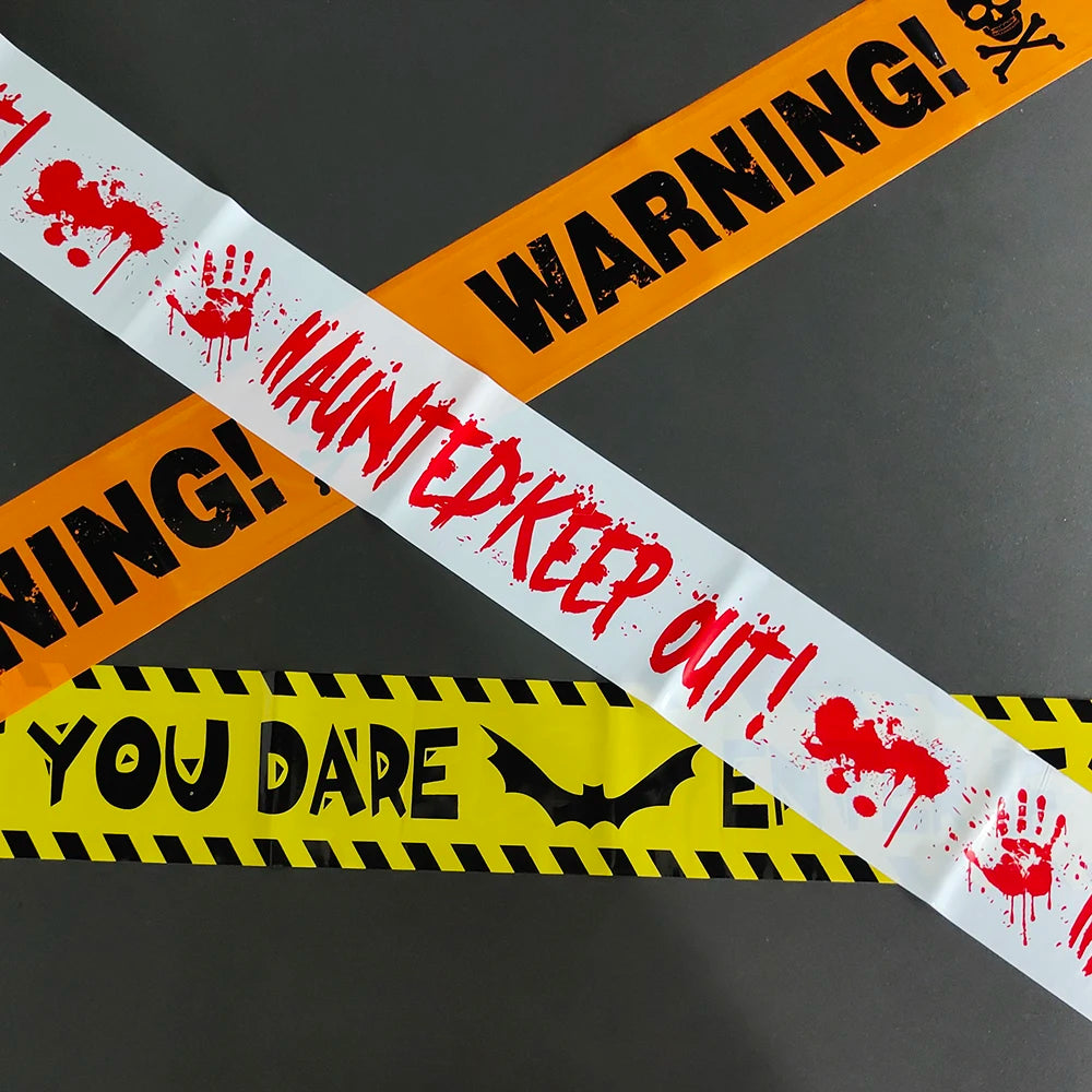 Halloween Warning Tape Signs Banner Halloween Party Props Window Prop Danger Warning Line Halloween Party Decoration Supplies - Charlie Dolly