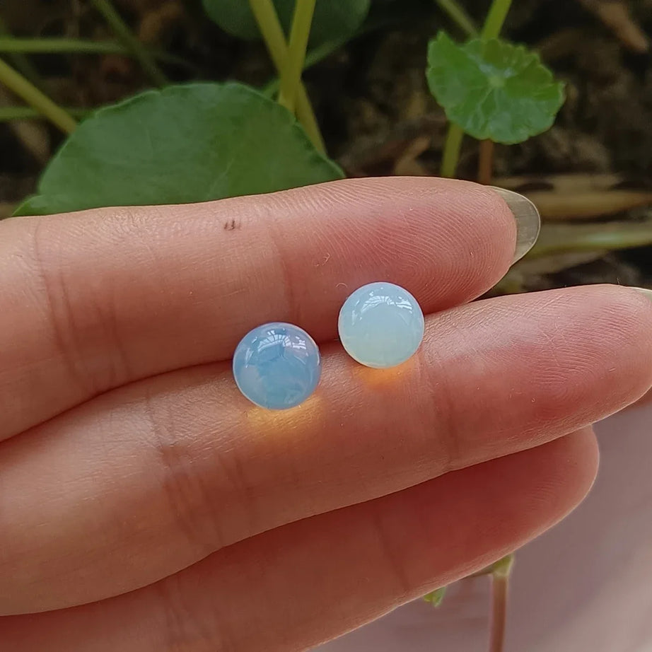 1 Pair Natural Stone Stud Earrings For Women Men Round Turquoises Tiger Eye Lapis Lazuli Beads Earring Fashion Jewelry Gift - Charlie Dolly