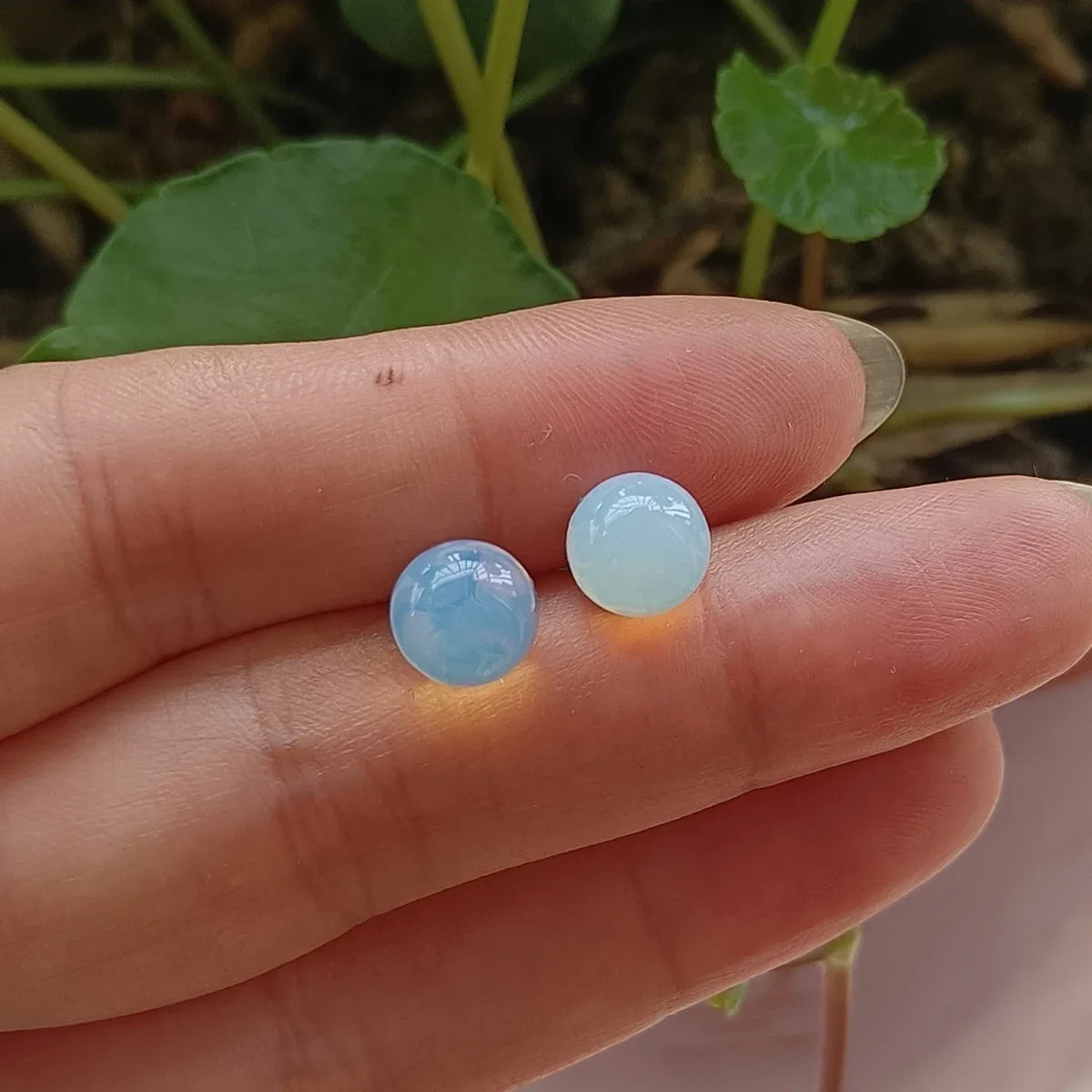 1 Pair Natural Stone Stud Earrings For Women Men Round Turquoises Tiger Eye Lapis Lazuli Beads Earring Fashion Jewelry Gift