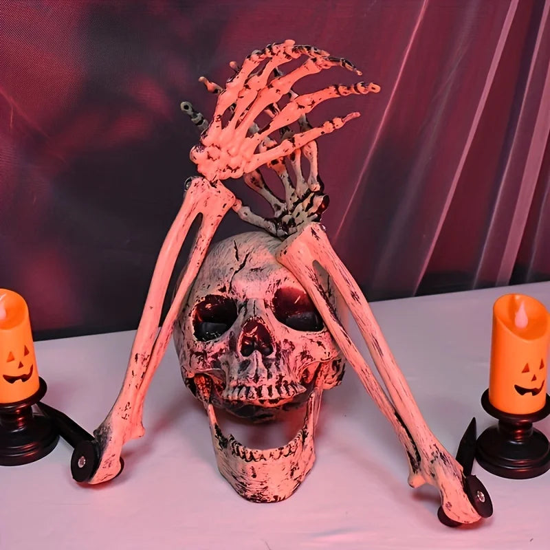 Realistic Skeleton Stakes Halloween Realistic Skull Skeleton Head Human Hand Arms for Halloween Party Home Garden Lawn Decor - Charlie Dolly