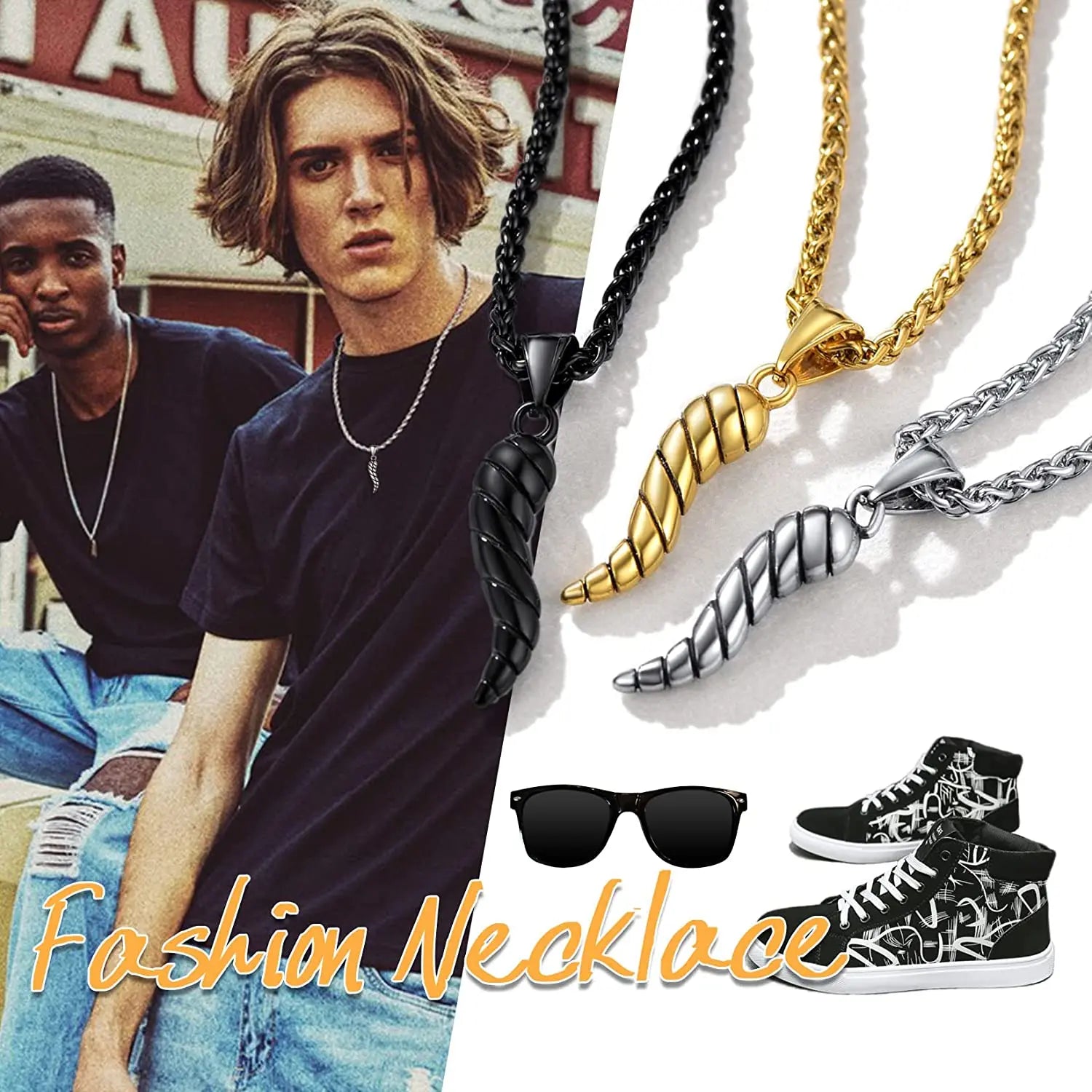 U7 Italian Horn Necklace Amulet Protection Charm Pepper Pendant Chili Cornicello for Men Women - Charlie Dolly