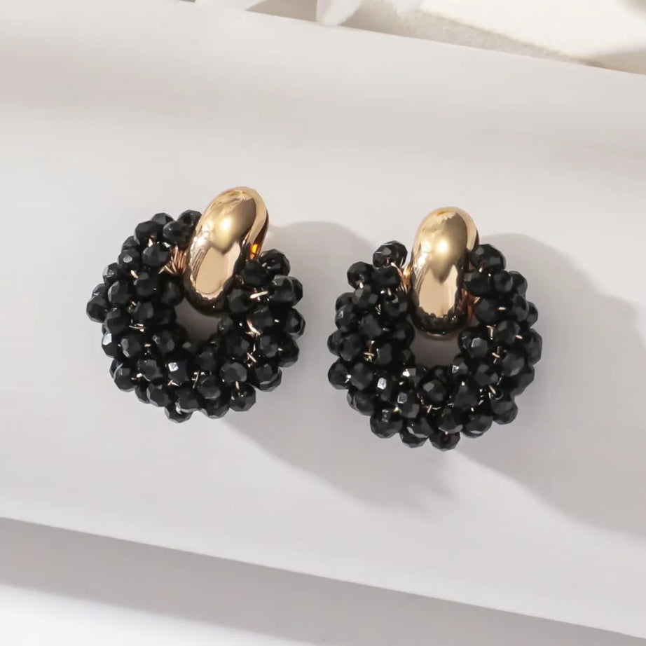 Crystal Bead Round Luxury Drop Earrings Jewelry
