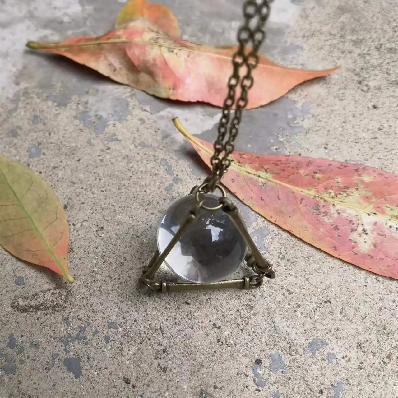 Clear Quartz Crystal Ball Long Necklace Jewelry