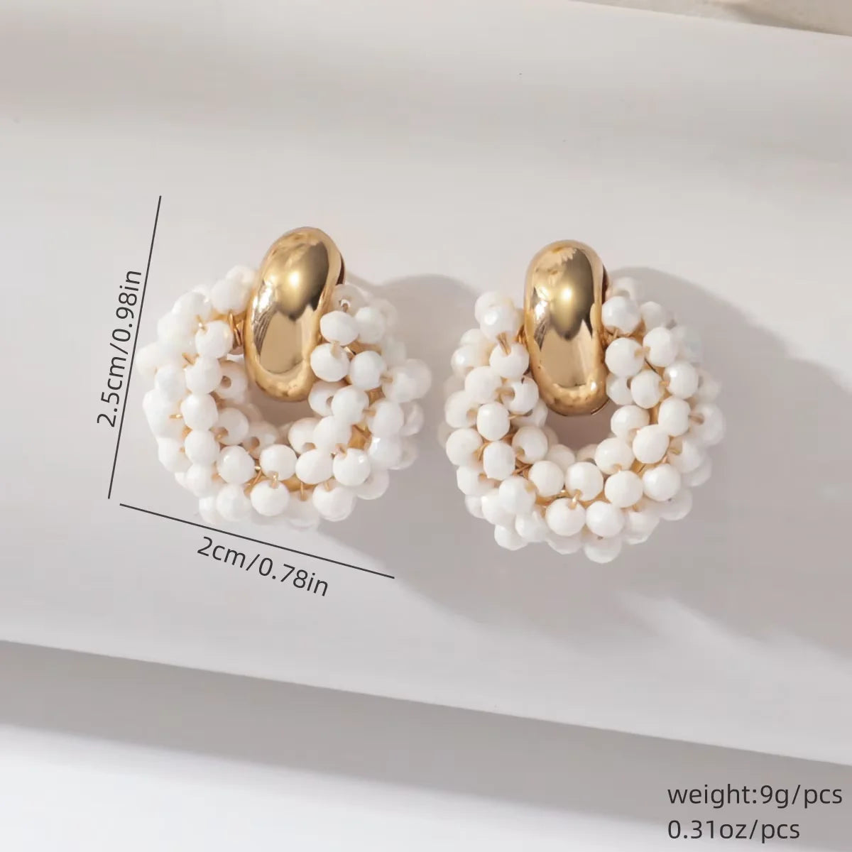 Boho Elegant round Crystal Beads Drop Earrings for Women Luxury Fashion Geometric Dangle Summer Beach Party Jewelry