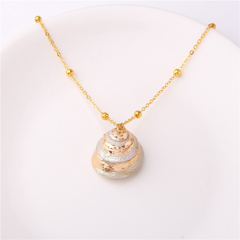 Boho Conch Shell Necklace Gold Color Beads Chain Necklace Women Simple Seashell Choker Necklace Summer Beach Jewelry Party Gift - Charlie Dolly
