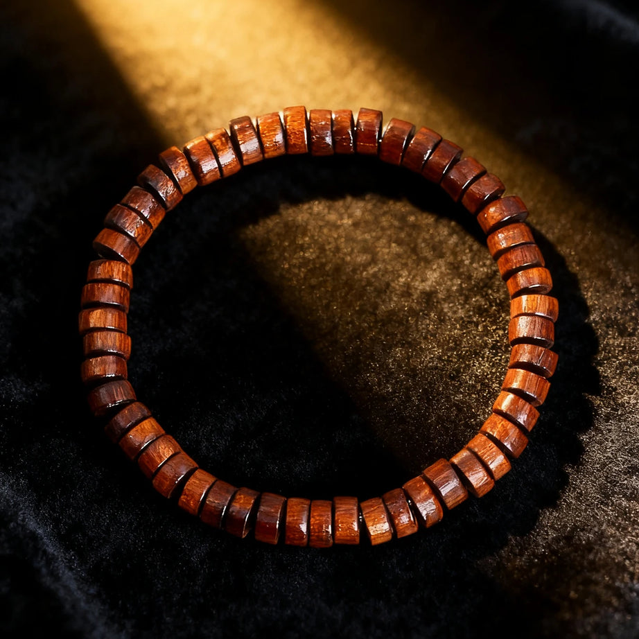 Natural Stone & Wood Bead Boho Protection Bracelet, Handmade Grounding Talisman