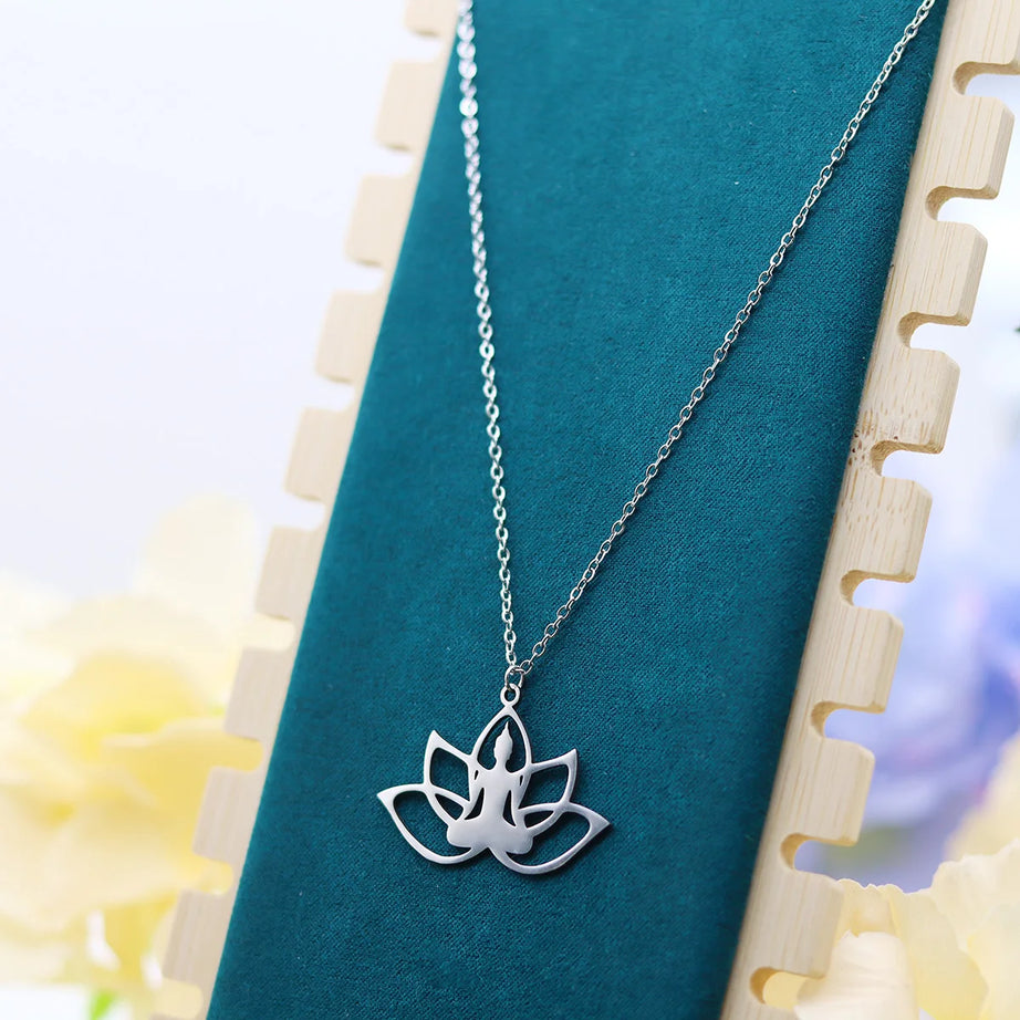 Hindu & Buddhist Yoga Lotus Meditation Amulet Necklace, Sacred Spiritual Talisman