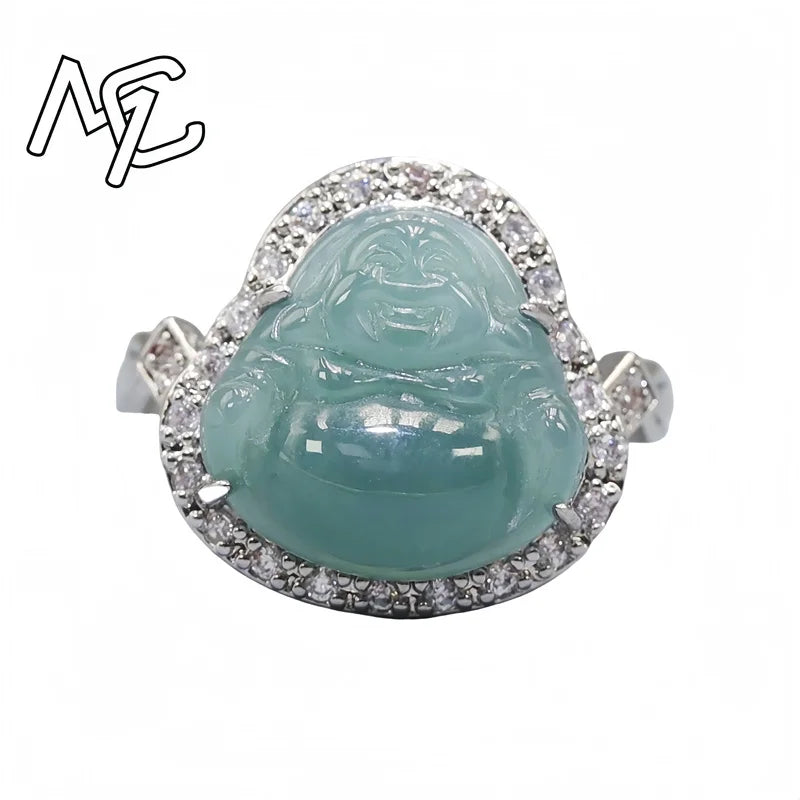 925 Silver Inlay Burmese Jade Adjustable Flower Gourd Butterfly Pendant Ring Emerald Rose Natural Green Women Jewelry Customized
