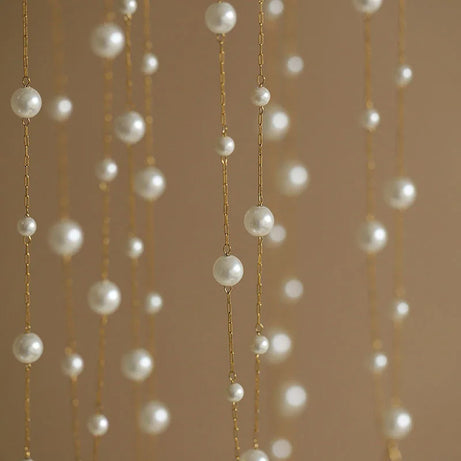 Waterproof Stainless Steel Pearl Chain Boho Choker