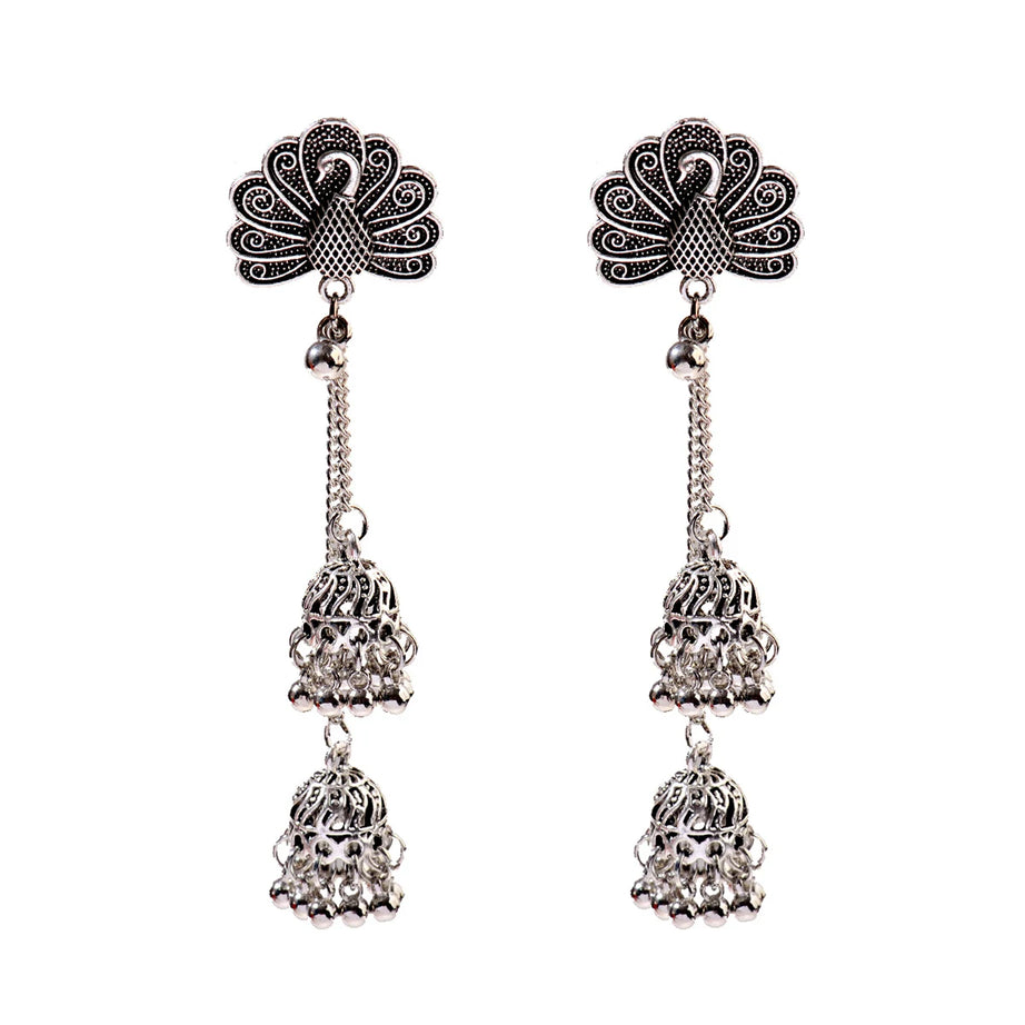 الهندي Jhumka أقراط الذهب الشظية اللون أجراس كبيرة قطرة طويلة شرابة القرط للنساء بوهو الغجر مجوهرات هدية