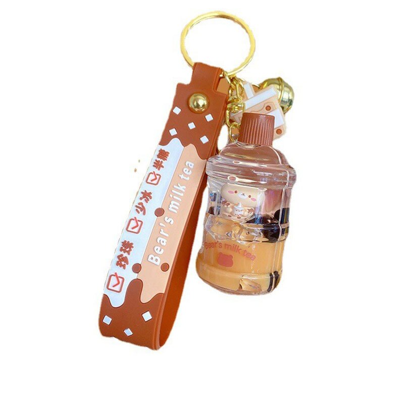 Cute Oily Pearl Milk Tea Bear Floating Liquid Keychain Bag Pendant Cartoon Cup Drink Bottle Keychain Girl Key chain Gift Kuromi - Charlie Dolly
