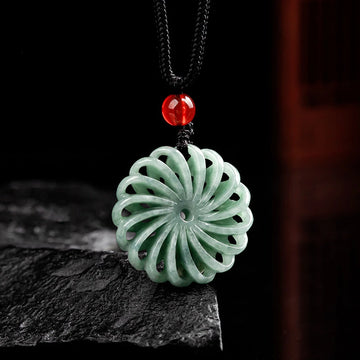Natural A-goods Jadeite Fortune Pendant Men and Women Fashion Beads Treasure Jade Necklace Lucky Amulet Jade Necklace