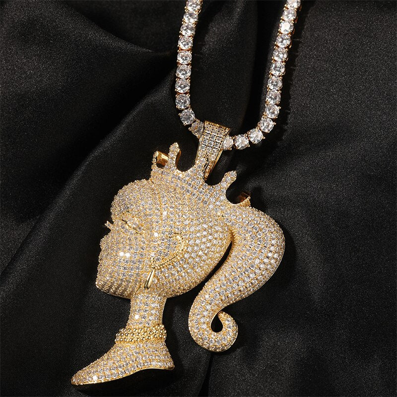 Hip Hop Bling Barbie Princess Pendant Necklace With Crystal Tennis Chain For Men Women Charm Rapper Jewelry Dropshipping - Charlie Dolly