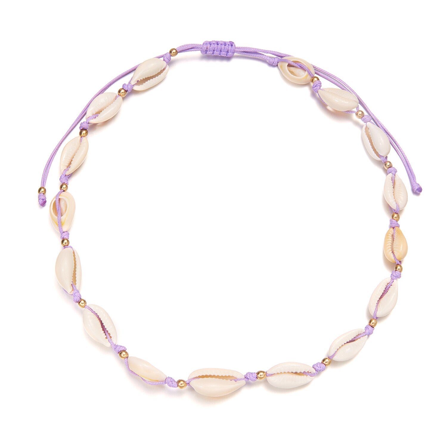 Bohemian Natural Shell Necklace &amp; Bracelet Set for Women Fashion Hand Braided Adjustable Necklace Charm Summer Vacation Jewelry - Charlie Dolly