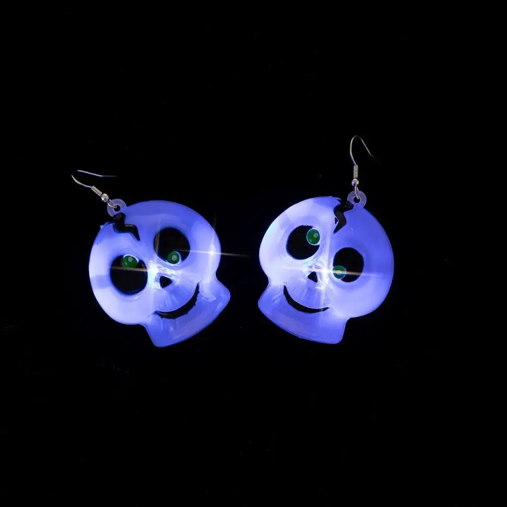Luminous Halloween Pendant Pumpkin Dangle Ear Clips LED Skull Earrings Electric Black Cat Spider Ghost Glowing Dangle Earrings - Charlie Dolly