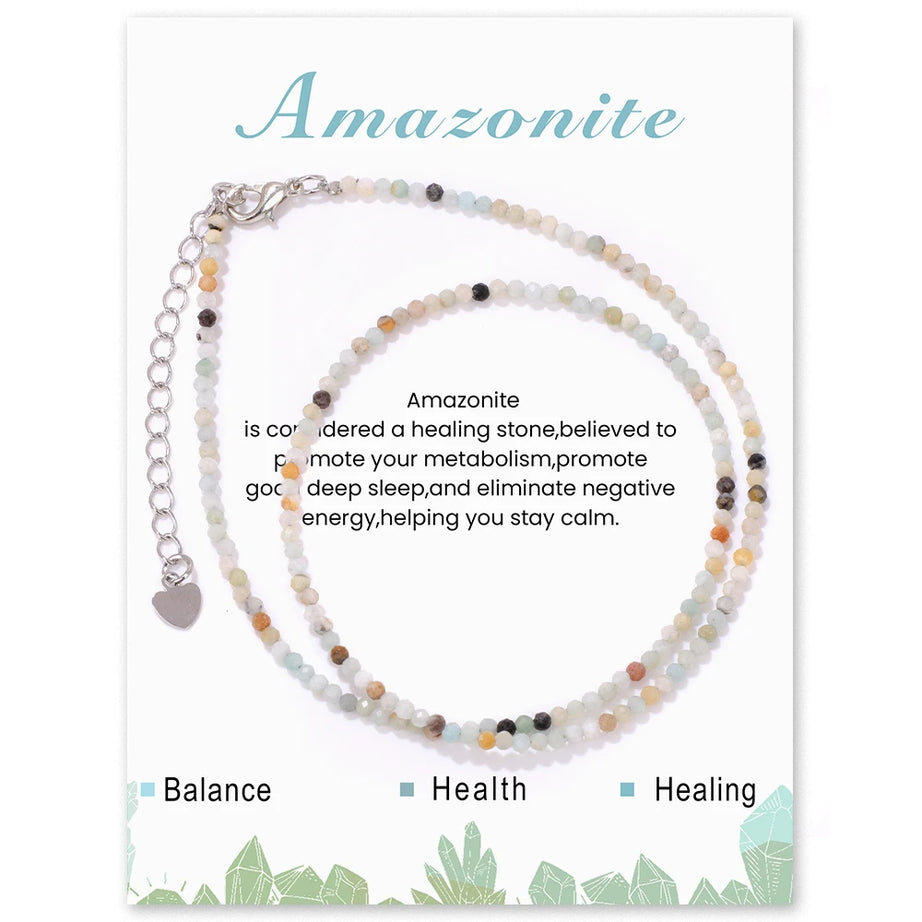 2mm Gemstone Beaded Boho Necklace
