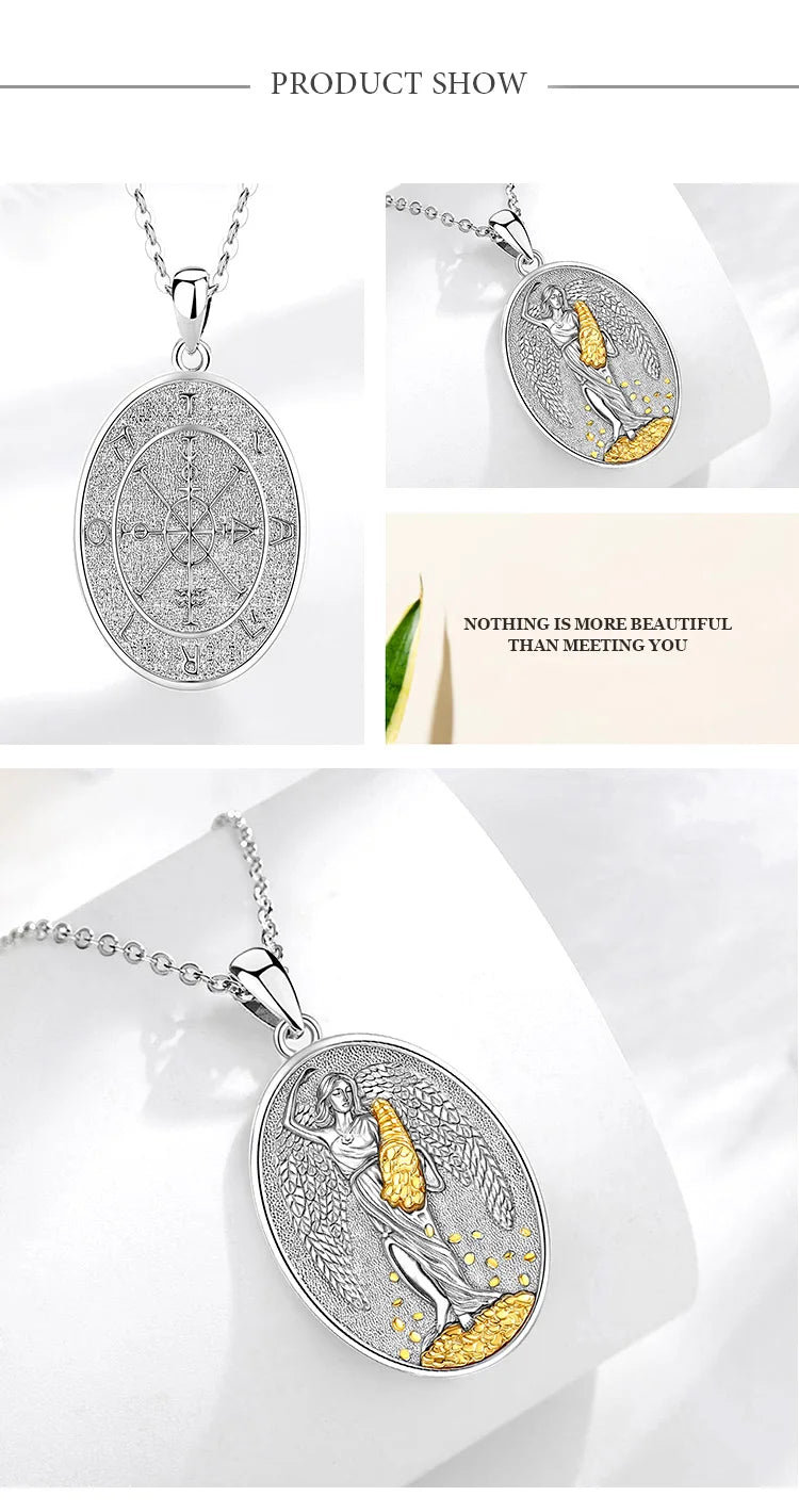 AEONSLOVE 925 Sterling Silver Goddess of Fortune Necklace Handmade Roman Goddess Pendant Mythology Jewelry Gift for Women Men
