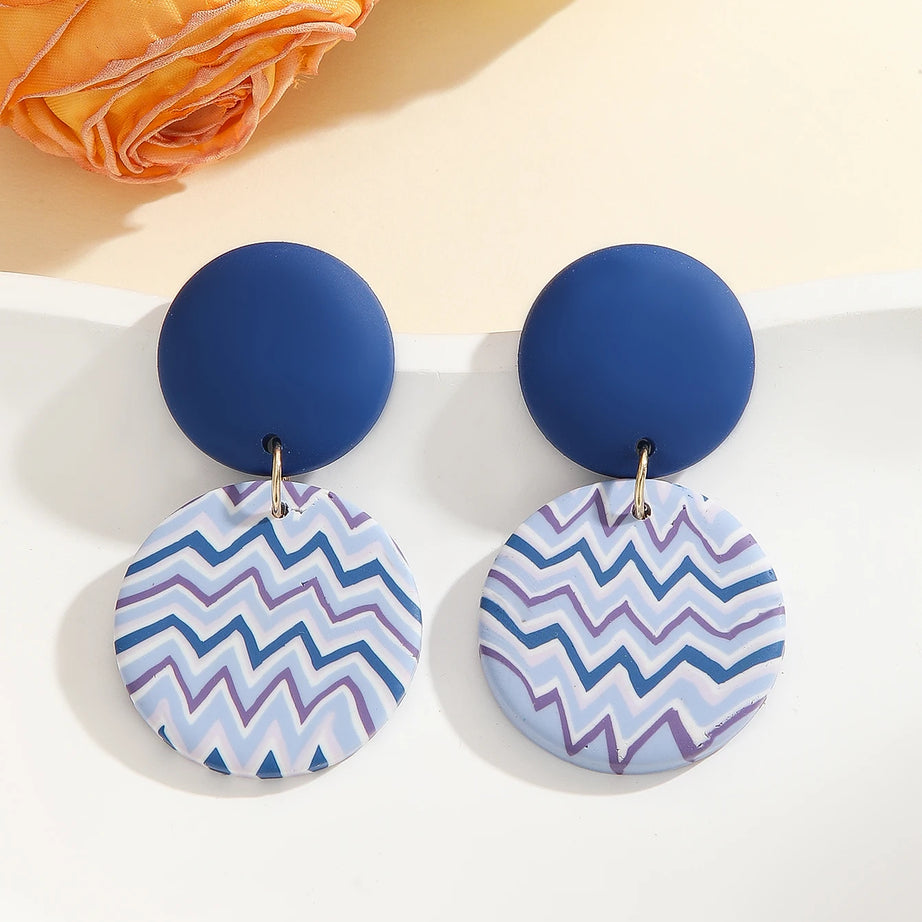 Polymer Clay Chevron Arch Dangle Earrings Jewelry