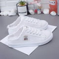 2023 New Spring Summer Women Canvas Shoes flat sneakers women casual shoes low upper lace up white shoes - Charlie Dolly