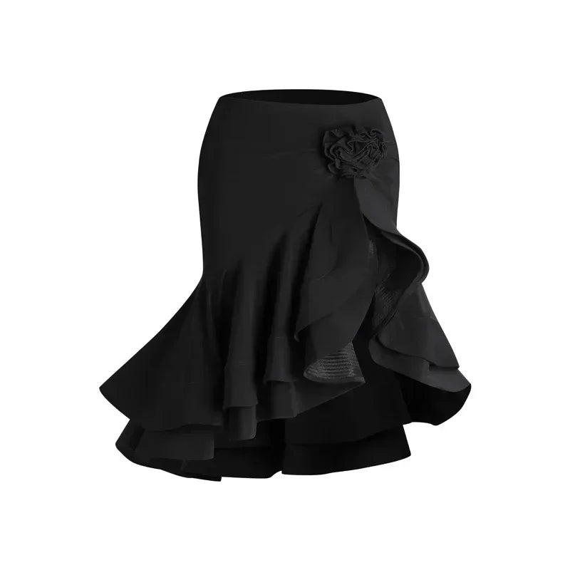 Sexy Off Shoulder Latin Top Ruffled Skirts Latin Dance Costume Stage Performance Clothes Samba Tango Dance Wear Set for Women - Charlie Dolly