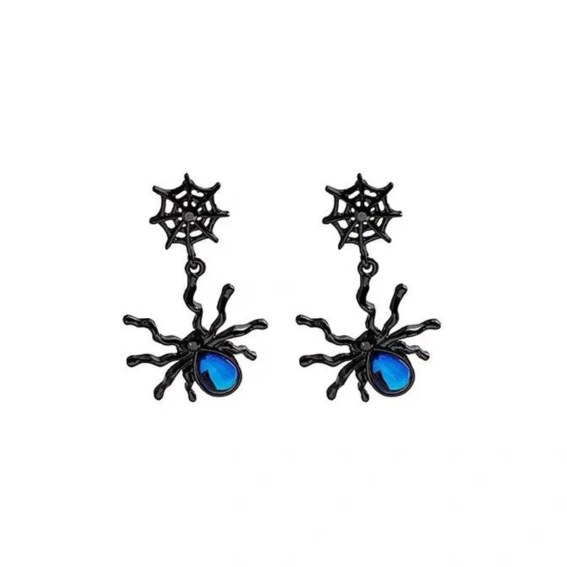 Halloween Gothic Retro Black Spider Moonstone Stud Earrings Women Fashion Design Earring Party Jewelry Gifts Wholesale - Charlie Dolly
