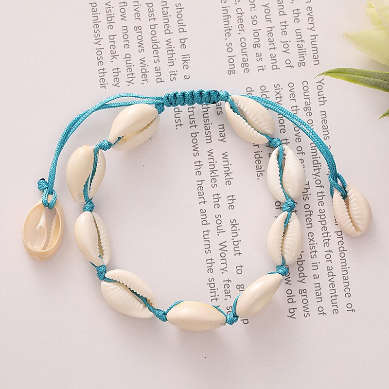 Bohemian Natural Shell Necklace &amp; Bracelet Set for Women Fashion Hand Braided Adjustable Necklace Charm Summer Vacation Jewelry - Charlie Dolly