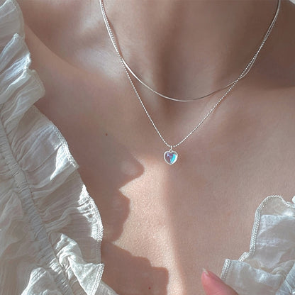 Shiny Butterfly Necklace Ladies Exquisite Double Layer Clavicle Chain Necklace Jewelry for Ladies Gift