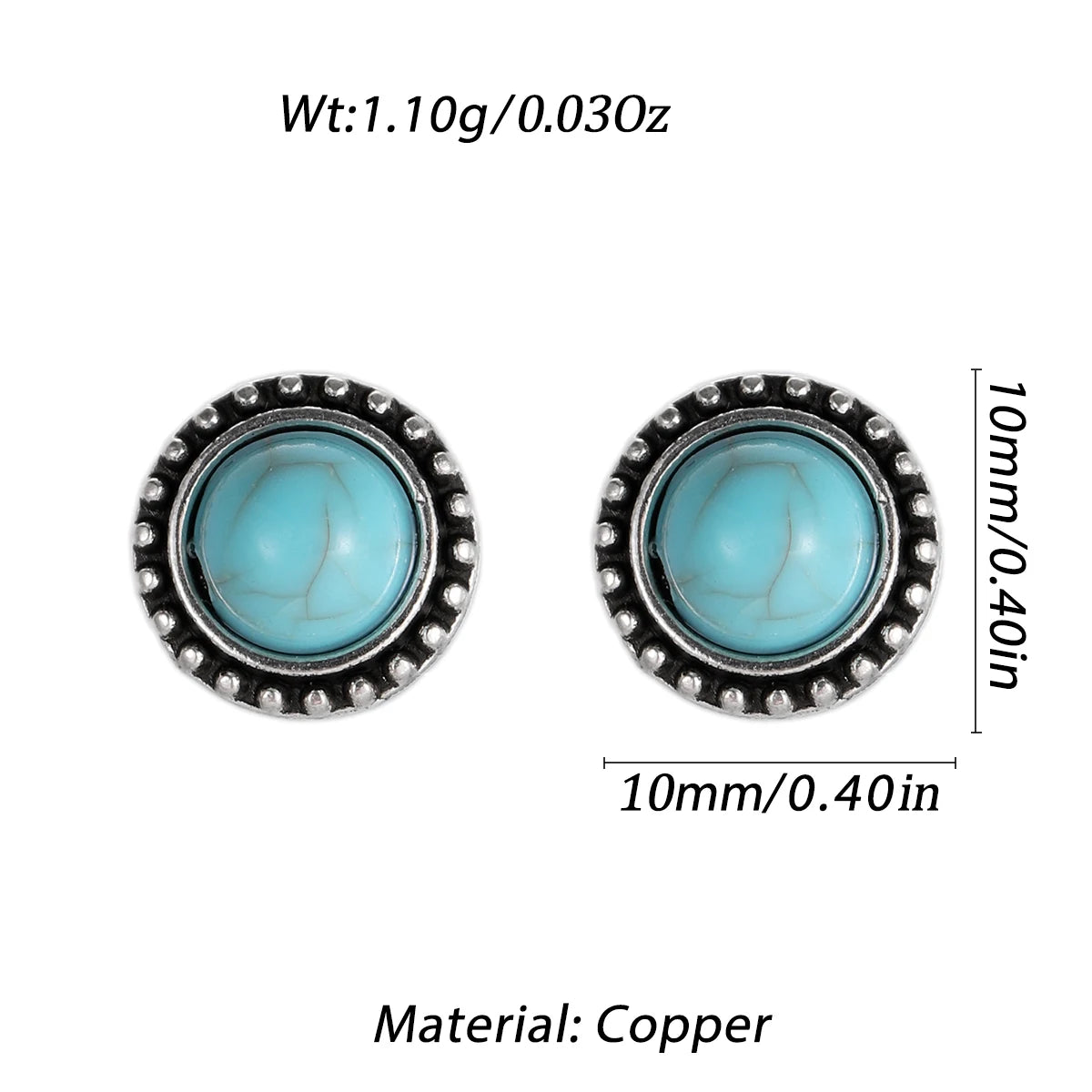 Boho New Turquoise Inlaid Mini Earring for Women Charm Silver Metal Arrow Triangle Geometric Earrings Piercing Stud Jewelry