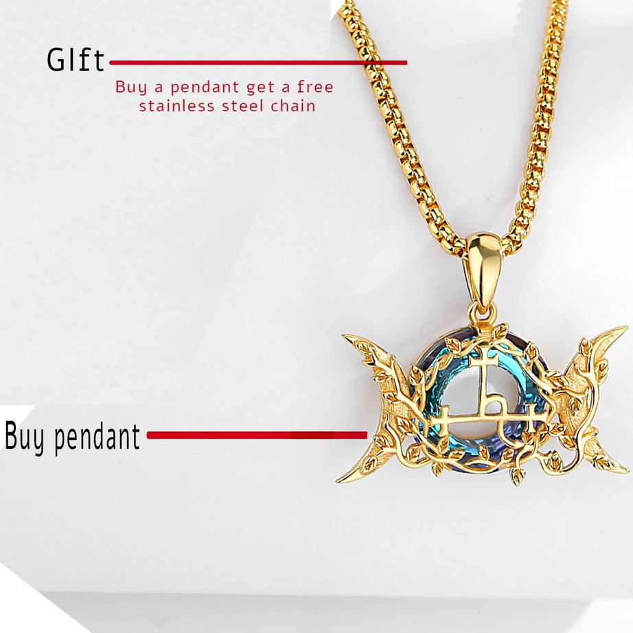 Lilith Sigil Triple Moon Necklace, S925 Silver with 18K Gold