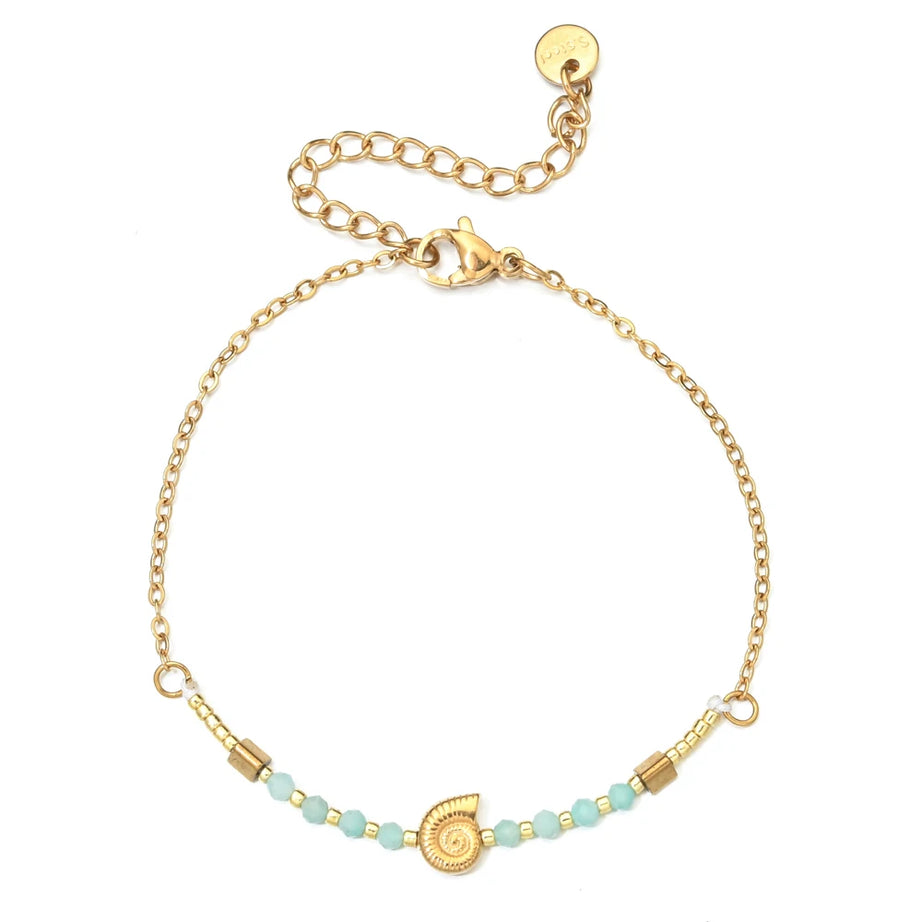 Cute Seashell Thin Natural Stone Bracelets for Women Beads Stainless Steel Chain Bracelet Minimalist Pulseras Boho Jewelry - Charlie Dolly