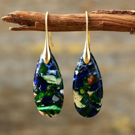 Natural Stone Geometric Pendant Earrings