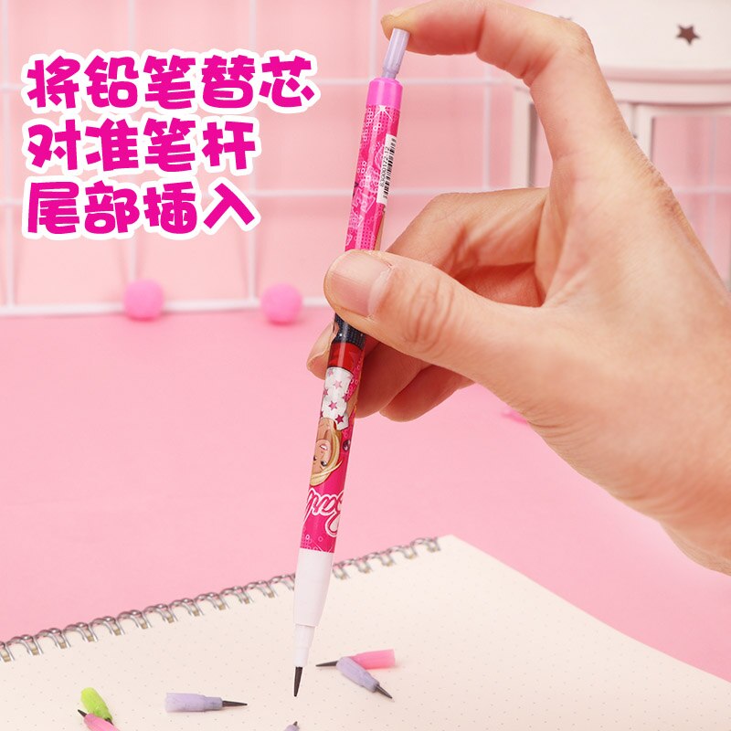 3Pcs Set Barbie Mechanical Pencil Anime Kawaii Students Stationery Pen Writing Hb Pencil Office Free Sharpener Press Pencil Gift - Charlie Dolly