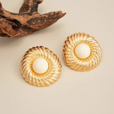 Resin Bead Big Spiral Stud Earrings Jewelry