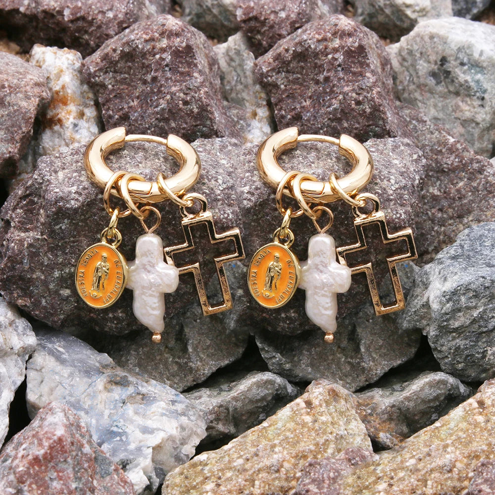 Pendant Earrings For Woman Boho Natural Stone Clover Malachite Powder Crystal Bohemia Charm Ear Luxury Quality Jewelry Girls