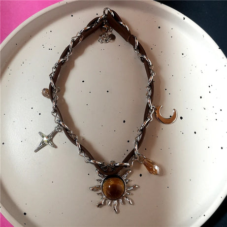 Sun Cross Butterfly Charm Choker Necklace Jewelry