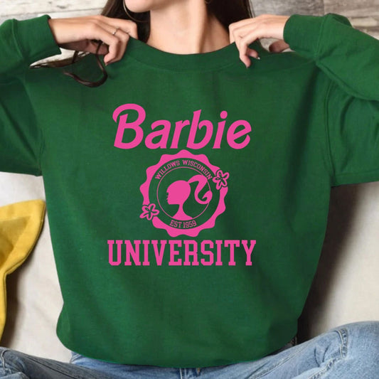 Barbie English Hoodie Fashion Ladies Soft Loose Round Neck Sweater Y2K Girls All Match Long Sleeve Tops Coat Sweatshirt Gifts - Charlie Dolly