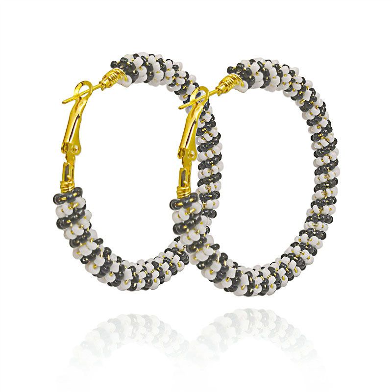 Exaggerate Bohemia Hoop Earring Colorful Beaded Fashion Women Hoops Trendy Big Beads Earring Boho Statement Jewelry Wholesale - Charlie Dolly