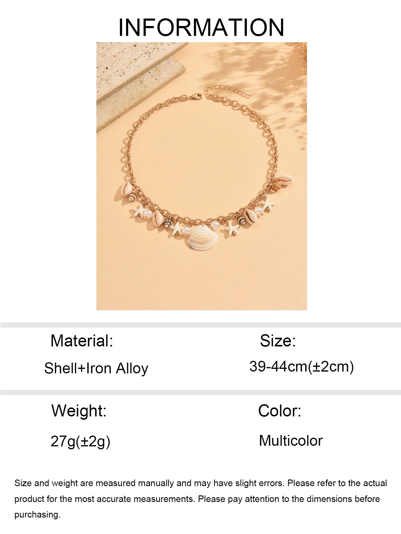 Women's Dainty Gold Choker Necklace Shell Cowrie Starfish Imitate Pearl Pendant Boho Summer Beach Vacation Daily Jewelry