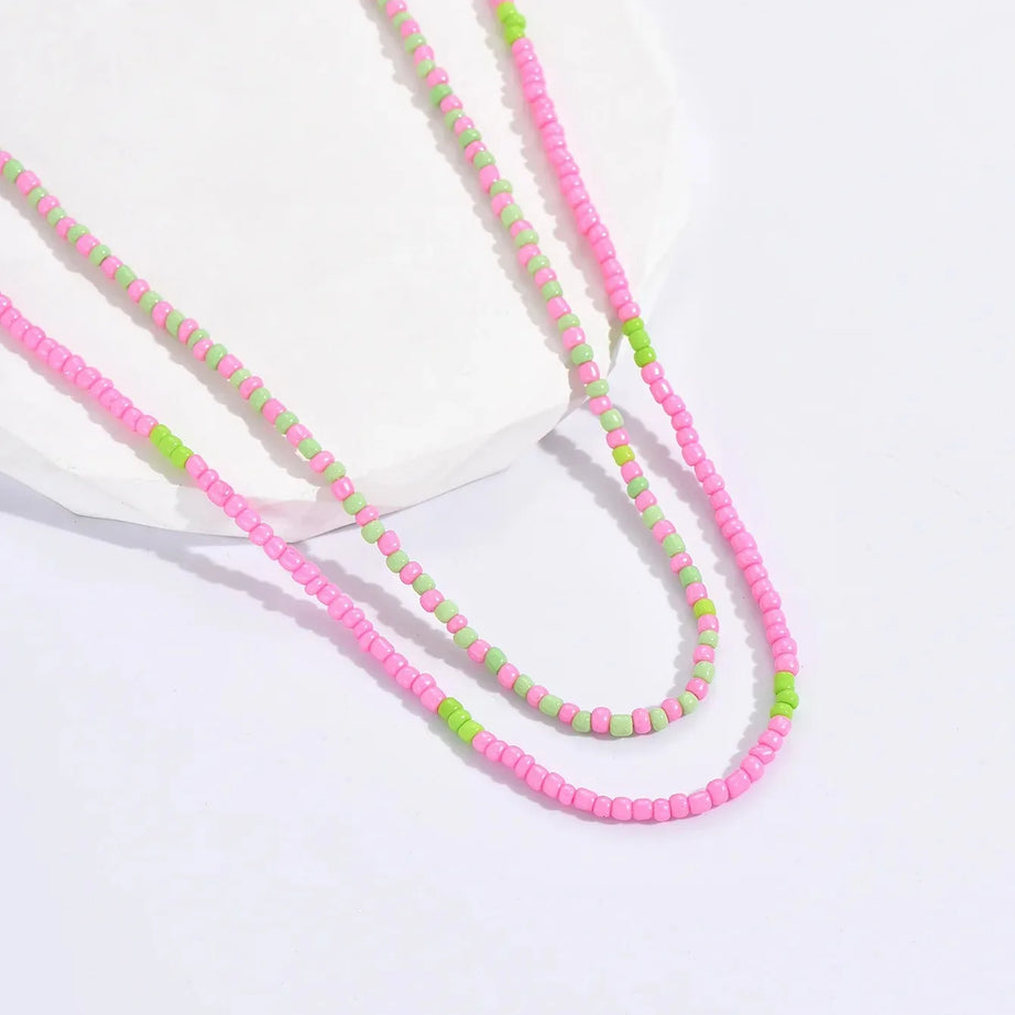 Seed Bead Double Layer Collar Necklace Jewelry