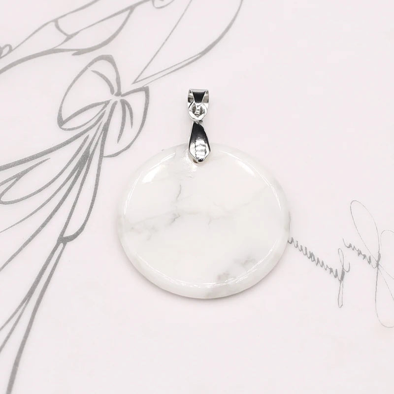 Natural Stone Agates Pendants Big Round Lapis lazuli Tiger Eye Charmsfor Jewelry Making Diy earring necklace accessories