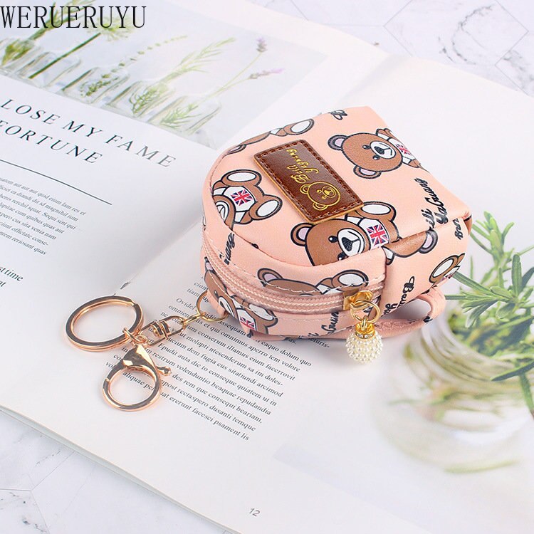 Kawaii Cartoon Bear Coin Purses Wallet for Women Korean Fashion Zipper PU Leather Coin Pouch Cute Small Bag Girl Mini Backpack - Charlie Dolly