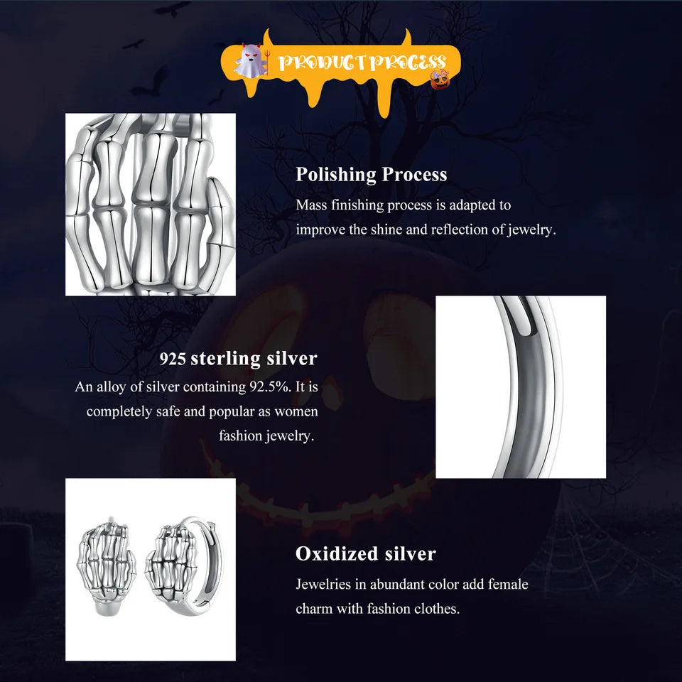 BISAER 925 Sterling Silver Mini Pumpkin Luminous Stud Earrings Enamel Ear Clip For Girl Halloween Party Original Fine Jewelry - Charlie Dolly