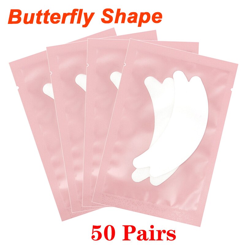 25/50/100Pairs Eye Patches Under Eyelash Pads for Building Hydrogel Paper Patches Pink Lint Free Stickers for False Eyelashes - Charlie Dolly