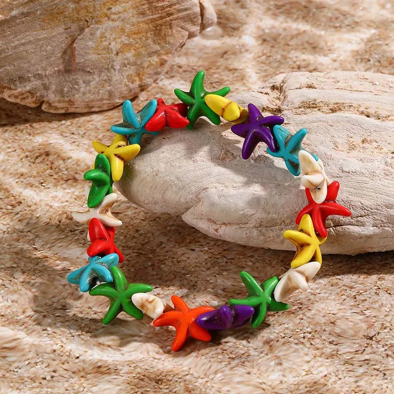 Classic Boho Blue Starfish Beaded Bracelet for Women Beach Conch Sea Shell Turtle Bracelet Bangle Fashion Friendship Jewelry