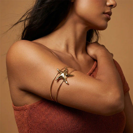 Starfish, Conch and Pearl Spiral Wave Upper Arm Cuff